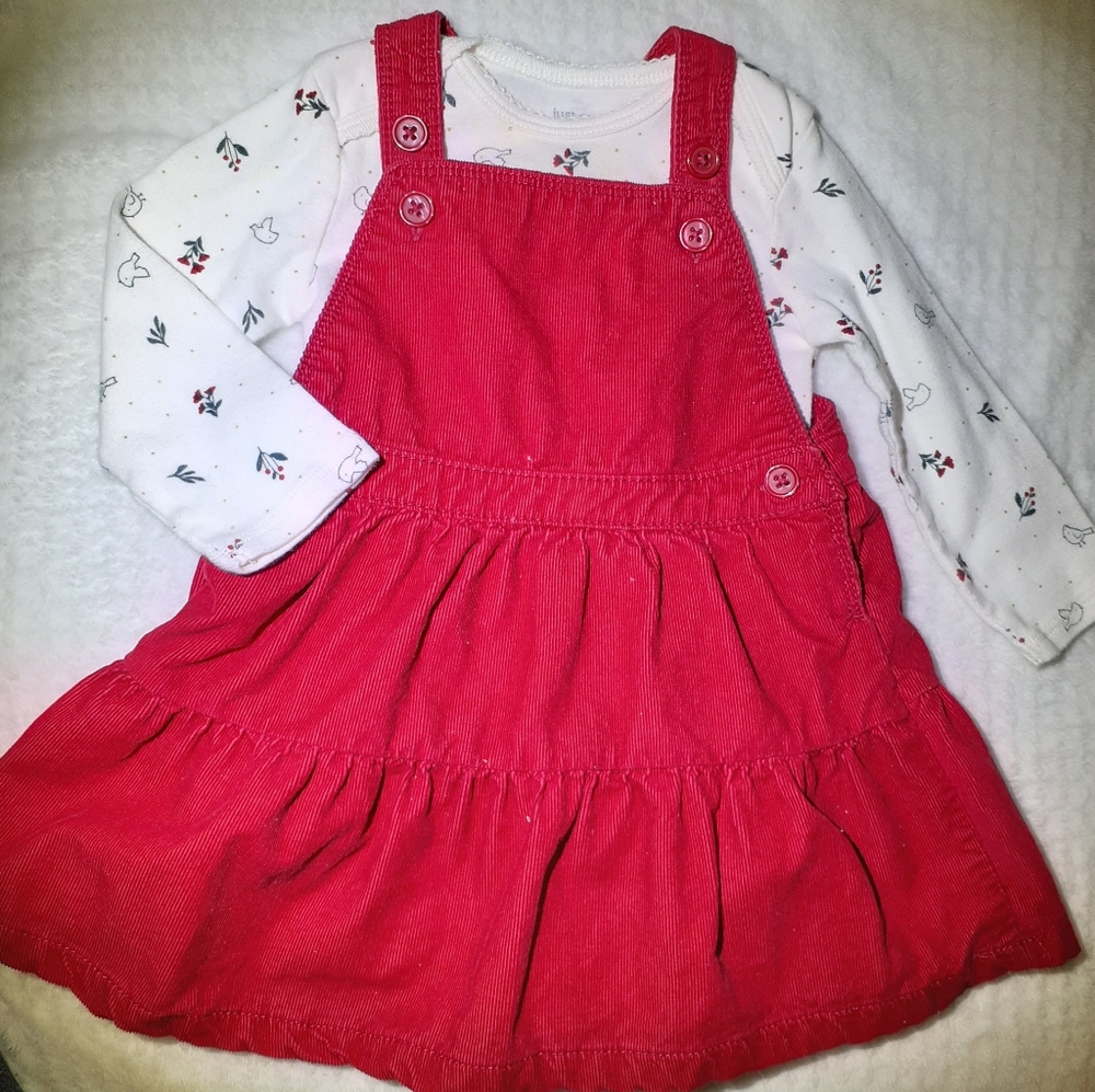 Red dress with long sleeve onsie.